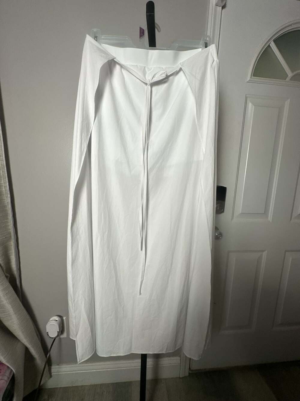 Halara White Tie-Front Maxi Skirt with Side Slits#936